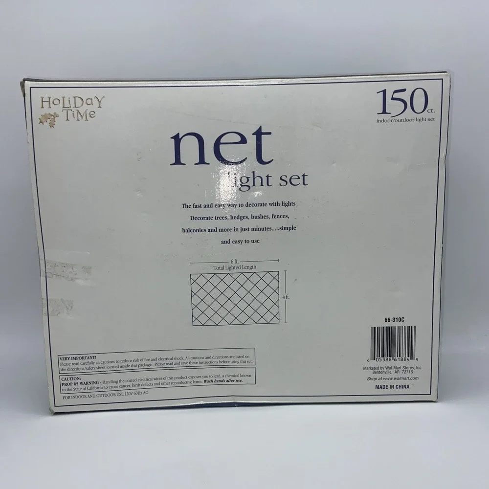 Holiday Time Clear Bulbs Green Wire 150 Net Light Set Indoor Outdoor 24 sqft NIB